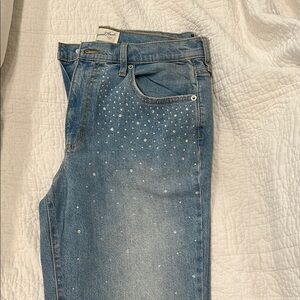Universal thread jeans with rhinestones